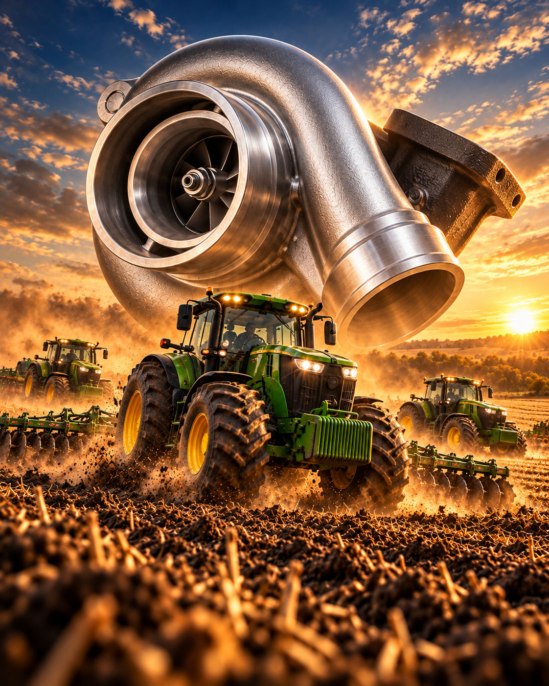 Turbocompressor e aplicação em tratores e máquinas agrícolas: turbos e conjuntos centrais CHRA