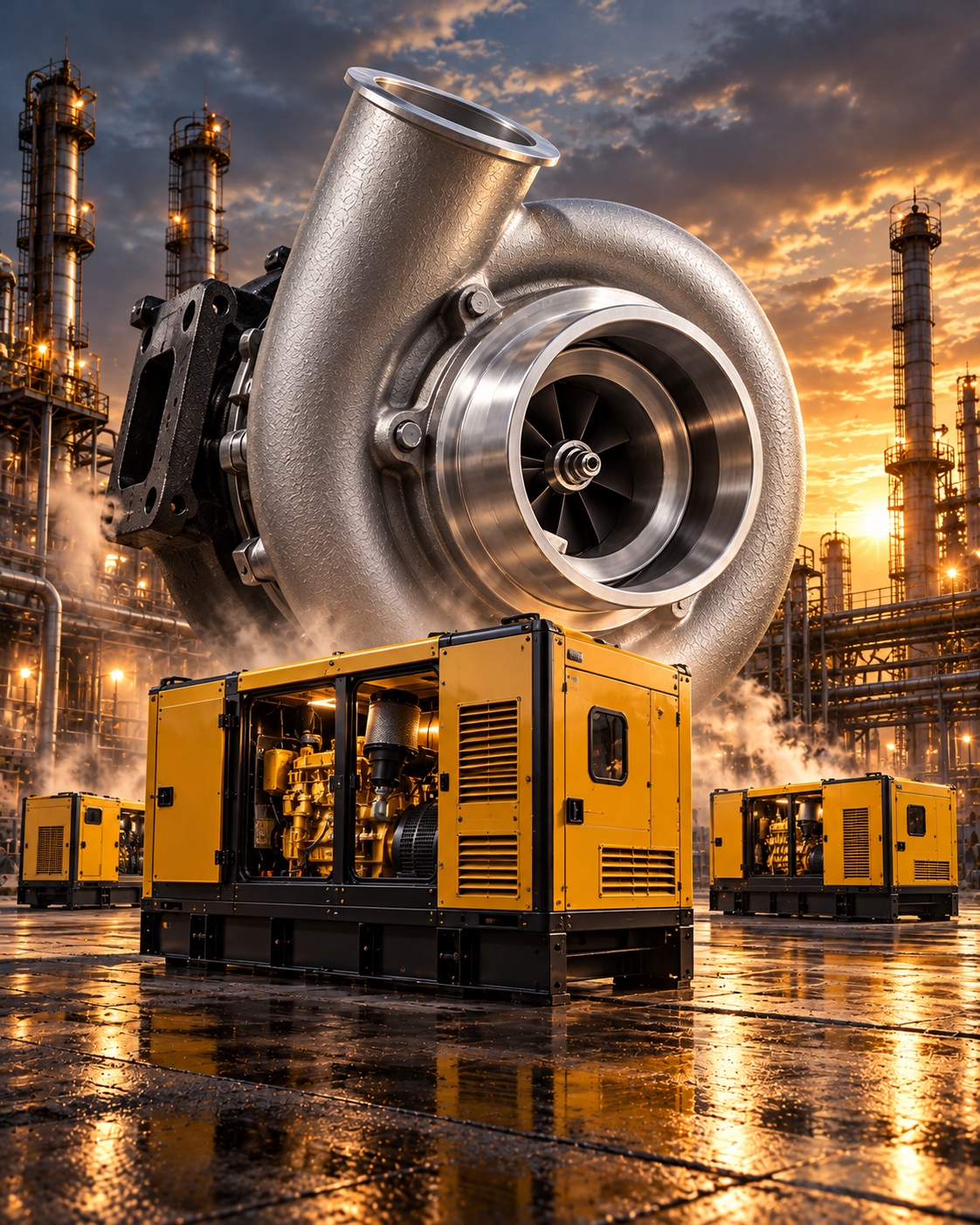 Turbocompressor e aplicação em geradores: turbos e conjuntos centrais CHRA